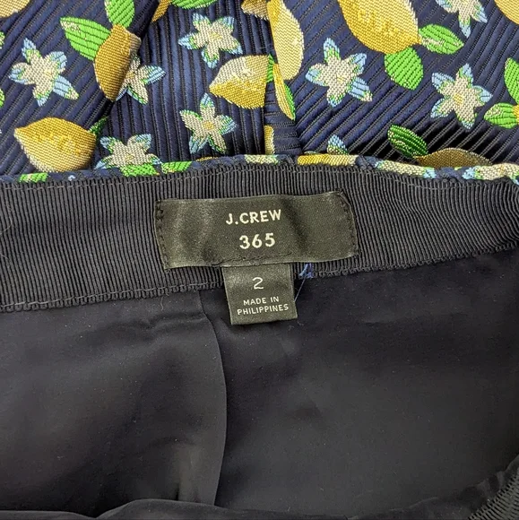 J crew lemon print trumpet skirt blue yellow fitted size XS 0 - Picture 7 of 7